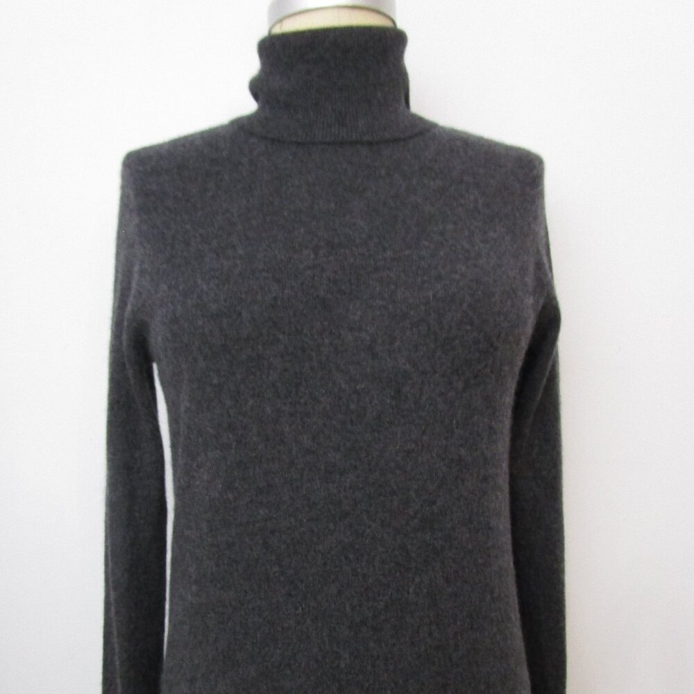 L Turtleneck CASHMERE Pullover Sweater Bloomingdales Charcoal Gray Cuddly Warm